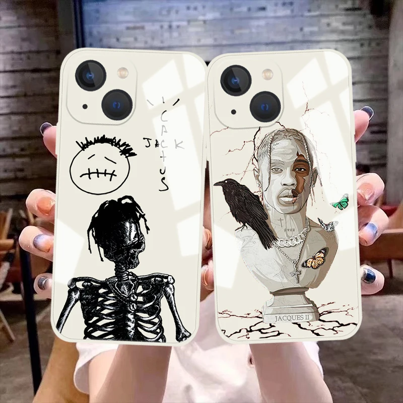Fashion Pop Singer Travis Scott Cover Per Telefono Per Iphone 11 12 13 14 15 Pro Max X Xr Xs Max 14 15 Plus Custodia Paraurti In Vetro Temperato