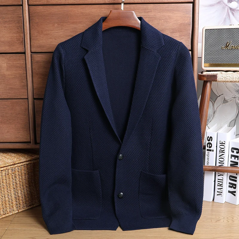 

Spring New Anti-Pilling Wool Solid Color Suit Single West Casual Loose and Simple Knitted Coat Sweater Cardigan