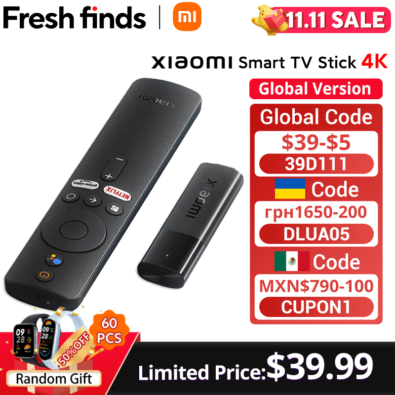 [World Premiere] Global Version Xiaomi Mi TV Stick 4K Android 11 Portable Streaming Media 2GB 8GB Multi Language BT5.0 TV Dongle