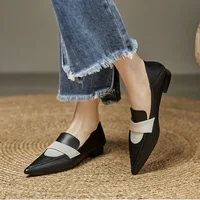 Women Flat Shoes  Pointed Toe  Low-heeled Loafers Fashion Designer Trendy New Soft-soled Elegant Dress High-heeled Shoes 2
