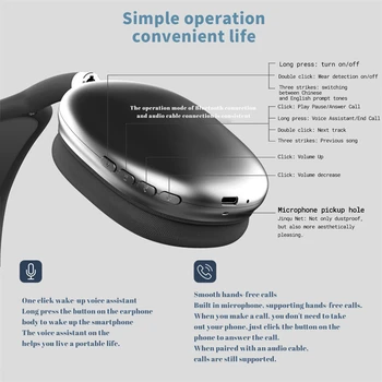 Wireless Headset Bluetooth 5.1 Over Ear 3D Stereo Headphones Mic Noise Cancelling Earphones for iPhone Sumsamg Android IOS 5