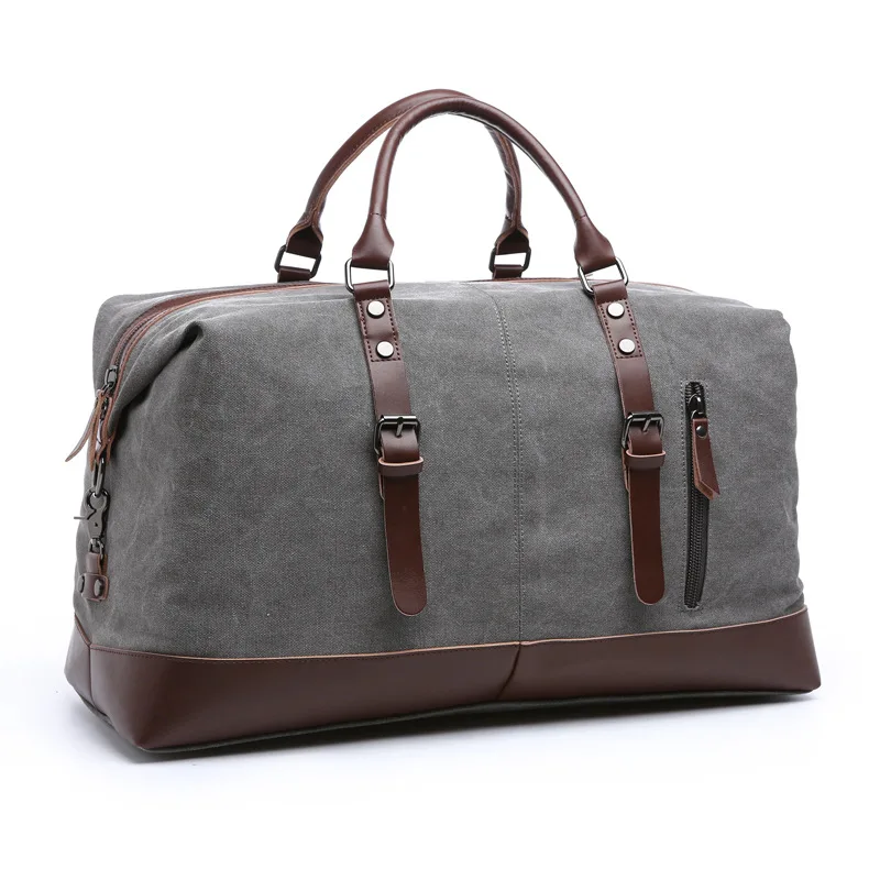Travel Bags Duffel Travel Tote Canvas Leather Men Carry on Luggage Large Weekend Bag Overnight Travel Bags Duffel Bag Canvas Tote Bag Leisure Bag