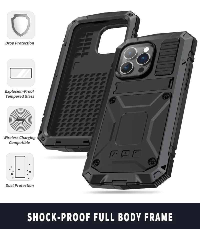 Sleek Luxury Rugged Armor 360° Shockproof Metal Phone Case Cover
