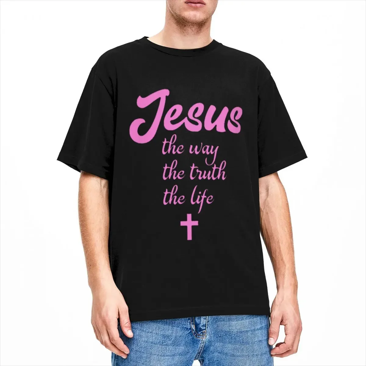 

Men Women's T Shirt Jesus The Way The Truth The Life Merchandise Leisure Pure Cotton Short Sleeve T Shirt Crewneck Clothing