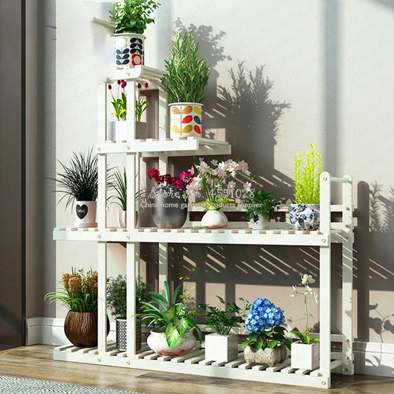 Last One Wood Flower Rack Plant Stand Shelves Bonsai Display Shelf Indoor Yard Garden Patio Balcony Flower Stands Plant Shelves