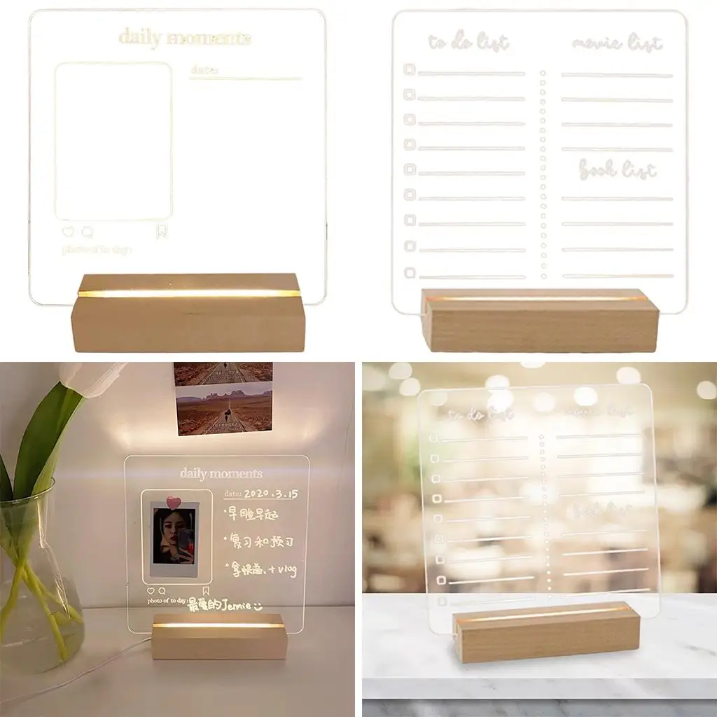 Transparent Acrylic Dry Message Board LED Light Writing Board