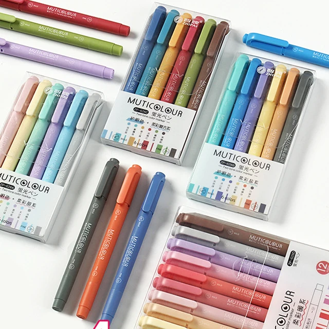 Soft tip cute highlighters pastel morandi fluorescent coloring pen student  markers set classroom sharpies markers colored pen - AliExpress