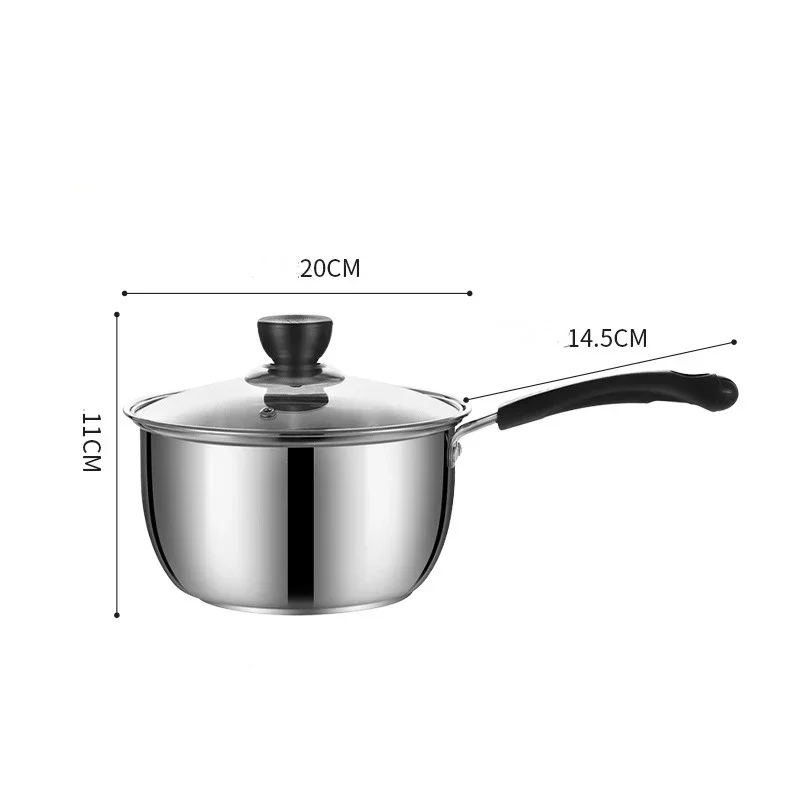 Stainless Steel Soup Pot Cooking Pots For Kitchen Induction Cooking Pot Small Heat Resistant Cookware 1Pcs 18/20CM