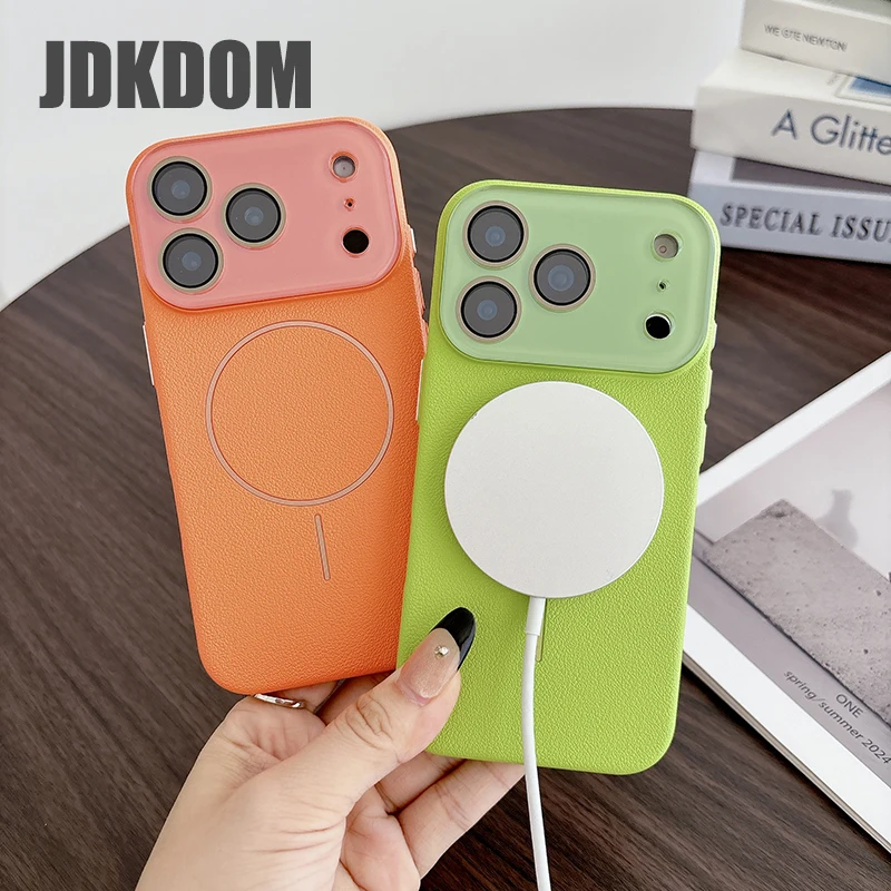 Litchi Leather Texture Magnetic Shockproof Wireless Charging Case