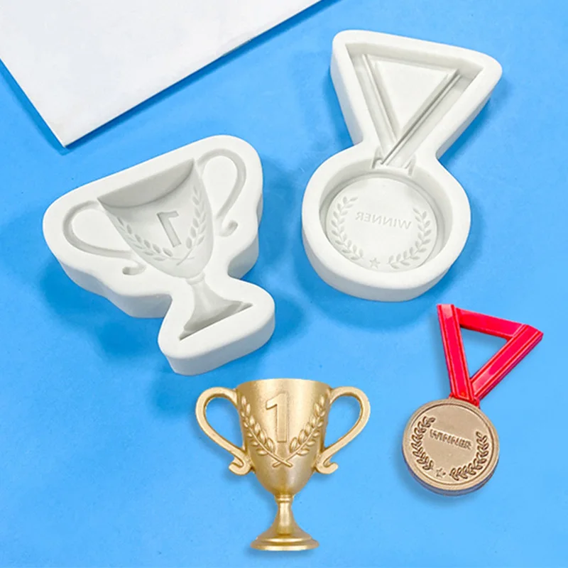 

Mini Trophy Shape Fondant Mold Chocolate Medal Silicone Mold Kids Birthday Cookies Chocolate Tools Cake Baking Decoration