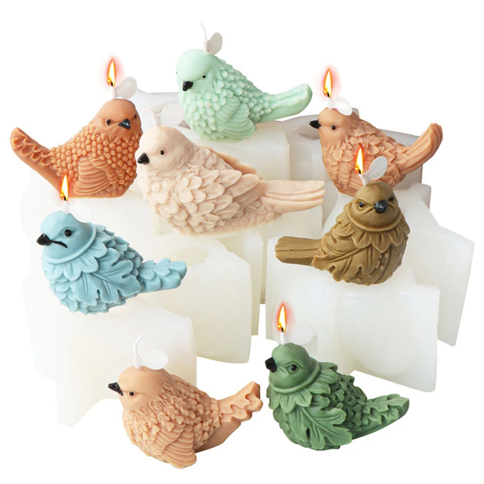 LUHOCIY 2 Pezzi Stampi per Gesso, Stampi in Silicone per Colata, Stampo in Silicone per Uccelli, Durevole, Facile da Usare, Vivido Design 3D, Riutilizzabile, per Colata di Gesso, Candele, Sapone, Ecc
