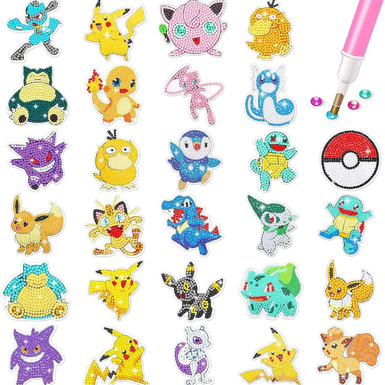 Diamond Painting 5D Diamond Painting Cartoon Pikachu Animal DIY Child Sticking Drills Embroider Handiwork Enthusiast Doodle Schoolbag Best Gifts