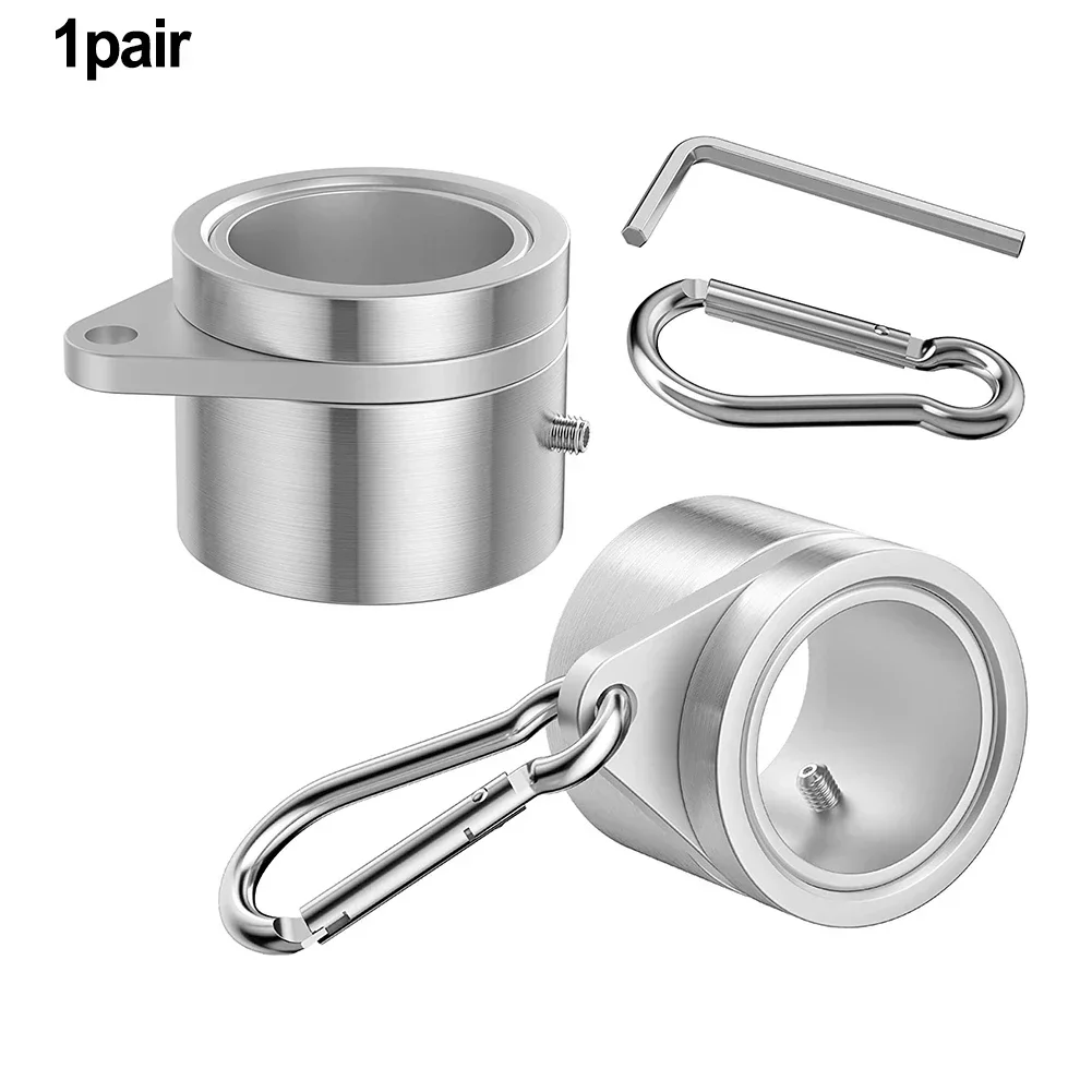 2pcs Aluminum Flag Pole Rings 360 Degree Rotating Flagpole Flag Mounting Rings With Carabiners AntiWrap For 0.75-1.02 Inches