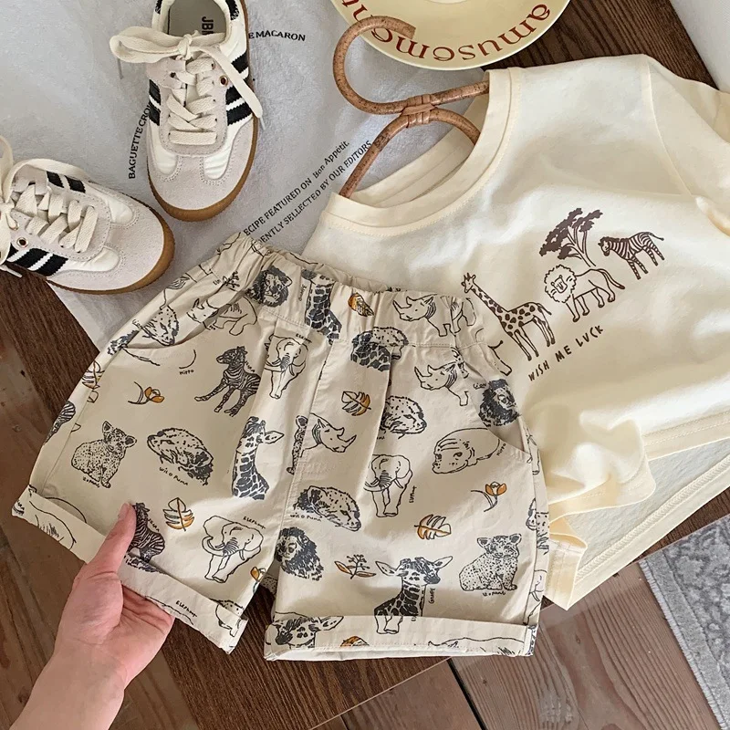 Children Summer Shorts Kids Boy Full Cartoon Printed Casual Loose Pants Girl Fashion Cotton Bottom Shorts 80-120CM kids shorts