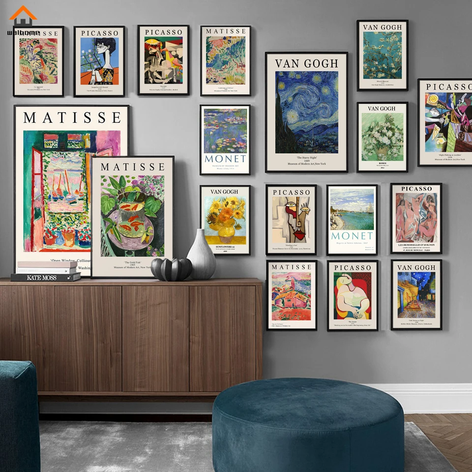 Poster Prints Vintage Wall Art Pictures Van Gogh Monet Matisse Picasso Decor