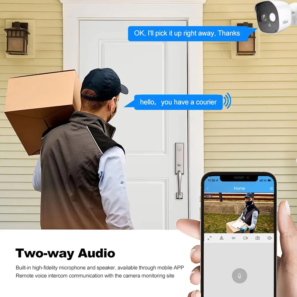 SriHome 3MP FHD camera wifi camera de surveillance security wireless camera IP66 waterproof for home AI Motion Detection SH029 4