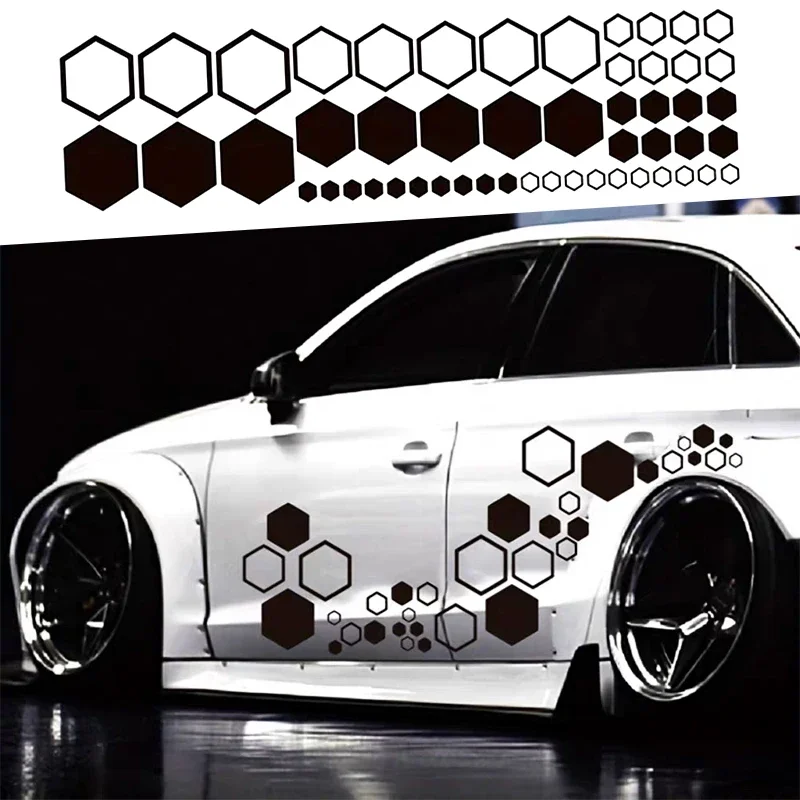 

52pcs Honeycomb Auto Vinyl Decals Large and Small Combination Hexagonal Stickers DIY Car Body Cool Styling Open Style Decoration
