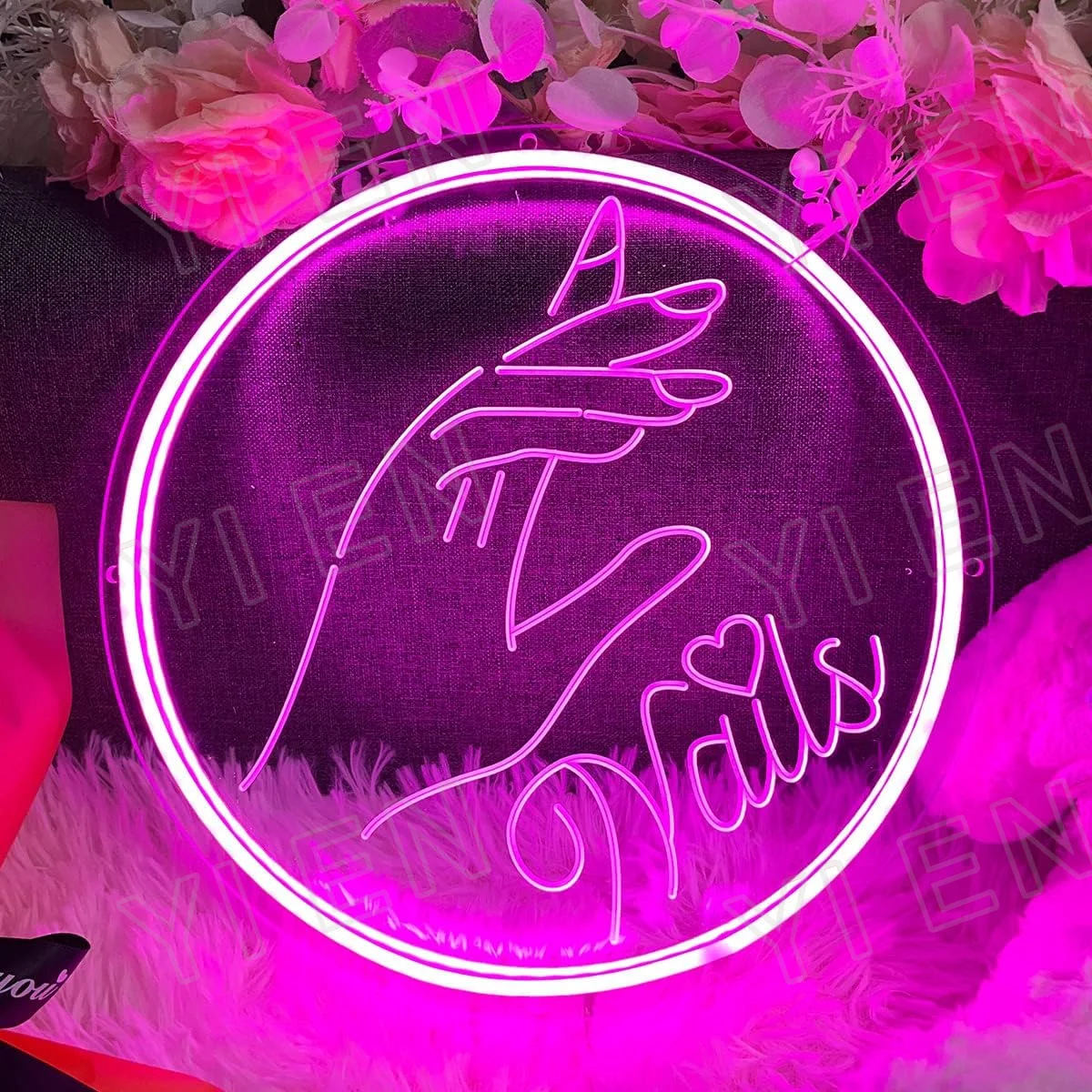 NAILS Neon Sign For Spa Beauty Room Nail Brows Lashed Salon Studio 3D Art Carving Design LED Wall Decor Business Stores Logo Bar dsgntouch customized lash aftercare card printing high quality free design eyelash extension instruction card for beauty salon