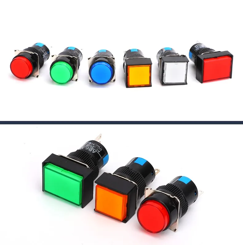 push button switch LA16Y-11D self-resetting self locking Flat button switch Rounded/Quadrate/Rectangle 16mm