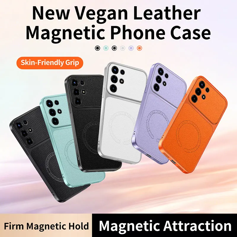 Luxury Leather Texture Magnetic Wireless Charging Shockproof Soft Back Cover for Super 26 Ultra / S25 Ultra