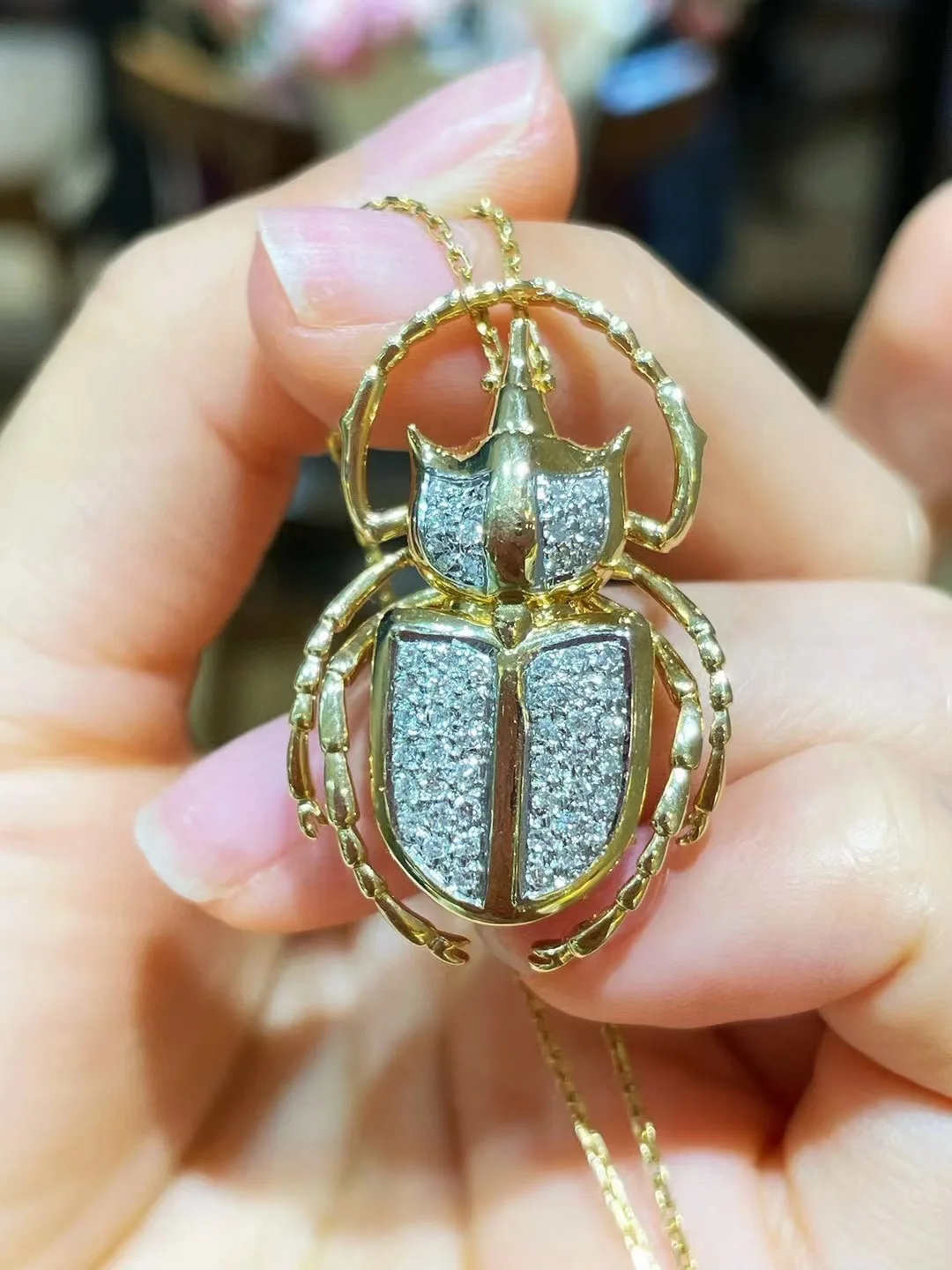 Sd67c2dba64ae4e07993f16e7fad3659fh 18K gold with diamond insect brooch & pendant double use unisex jewelry beetle genuine luxury jewelry for men & women