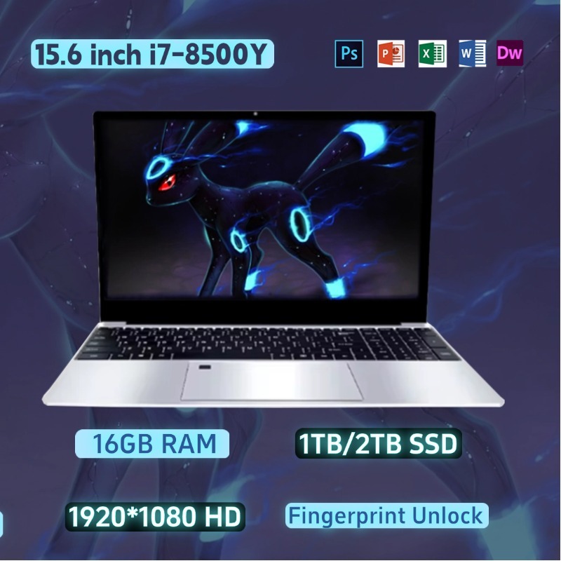 2025 New Notebook 15.6 Inch Laptop Windows 11 Intel Core i7 8500Y 16GB RAM 1TB SSD Fingerprint Unlock Study Office Pc Laptops