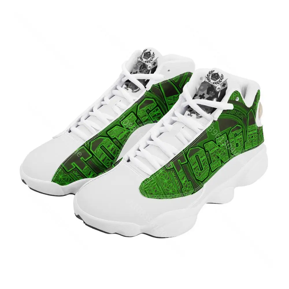 Drop shipping Tonga Polynesian Samoa Tribal Style Green Running Shoes Custom Ball Sports Team Logo Men's Basketball Sports Shoes