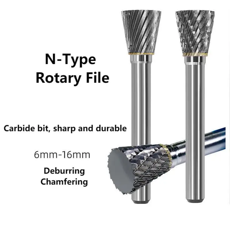 

NType Head Tungsten Carbide Alloy Rotary File Tool Single Groove Point Burr Die Grinder Abrasive Tool Drill Milling Carving Bit