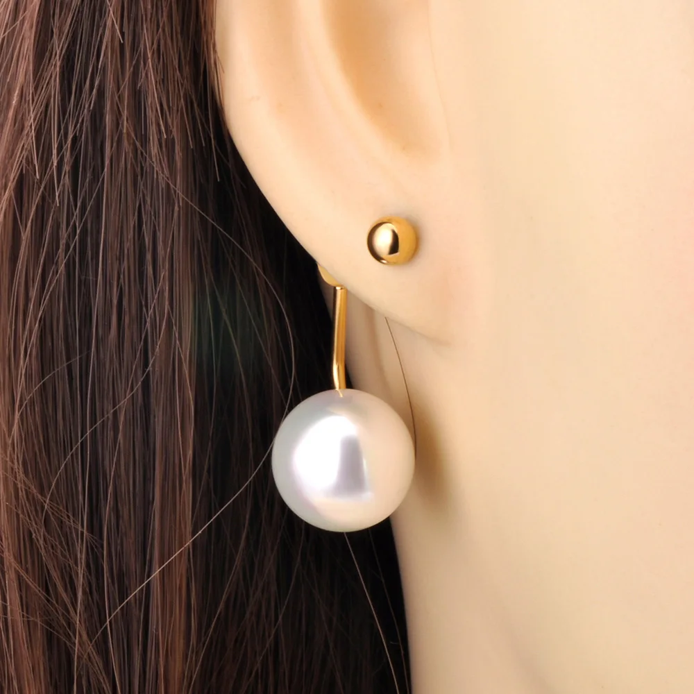 JeeMango Vintage-Ohrstecker aus rundem Edelstahl mit künstlichen Perlen für Damen, vergoldet, trendiges Schmuckzubehör E26074 – Detail 16