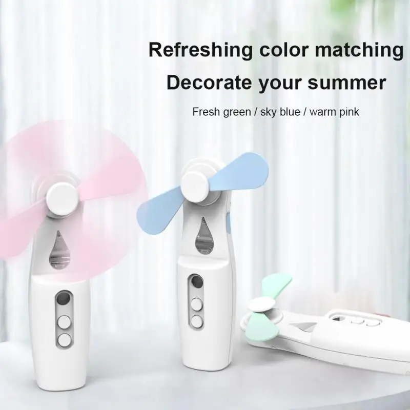 

Mini Fan 2 IN 1 Rechargeable Water Meter Spray Air Cooler Small Hand-held Fan 2-gears Cooling Fan For Outdoor Dormitory Sprayers