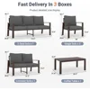 5 Pieces Aluminum Patio Furniture Set, 7-Seat Metal Outdoor Furniture Set with 4" Water-Resistant Cushion , Sets for Porch, Deck 3