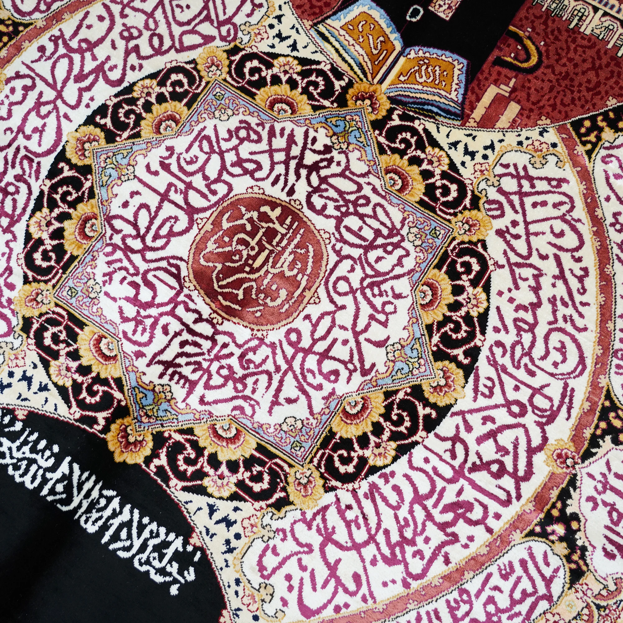 Handmade Silk Knotted Persian-Style Prayer Rug 5