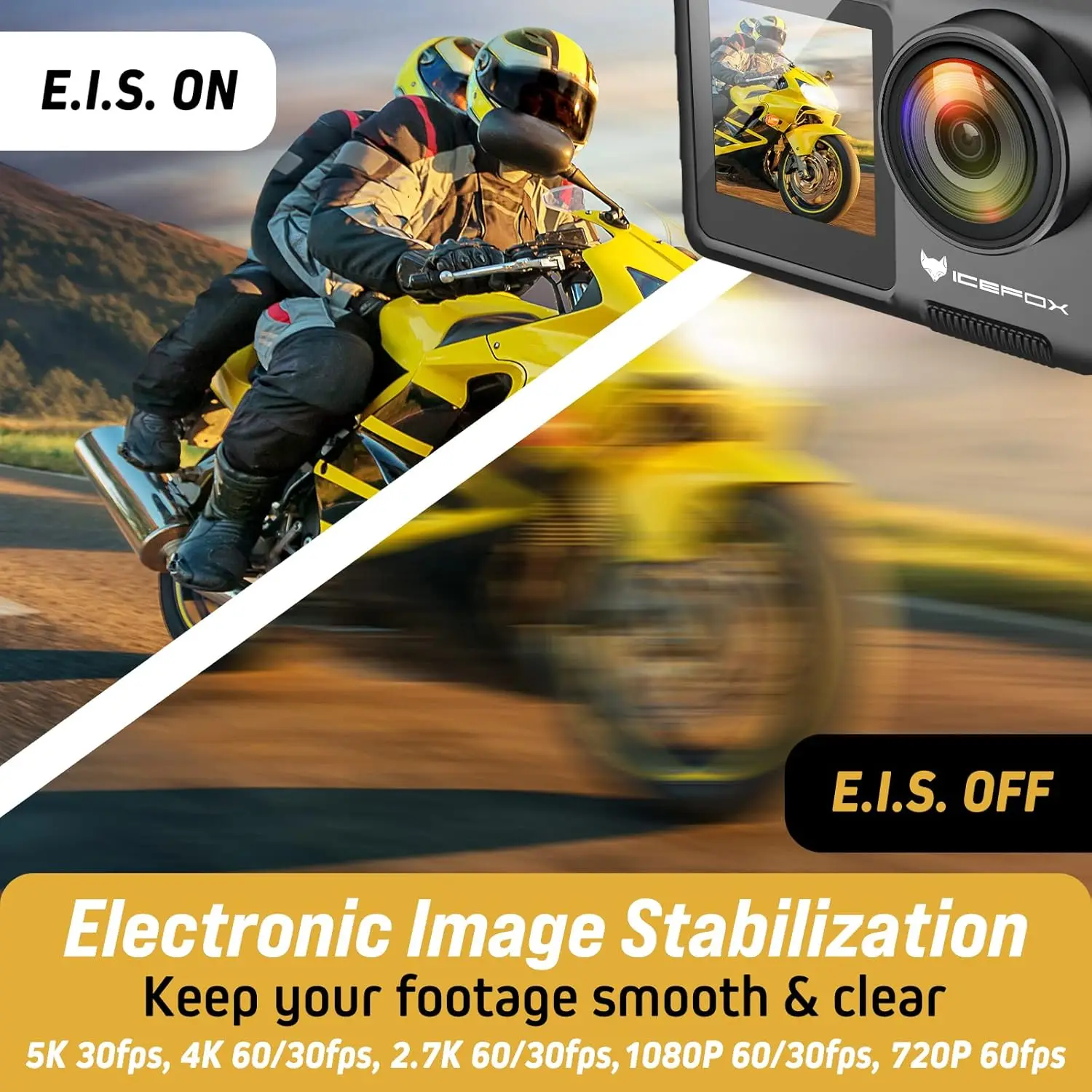 Action Camera 5K 30FPS 20MP with Touch Screen, 98FT Waterproof Underwater Camera, EIS 4X Zoom Adjustable View Angle Remote Contr
