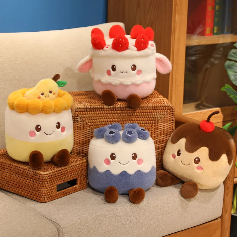 Hot Cartoon Fruit Cake Plush Doll Pillow Strawberry Blueberry Mango Chocolate Cake Plush Toy Home Decoration Gift For Children
