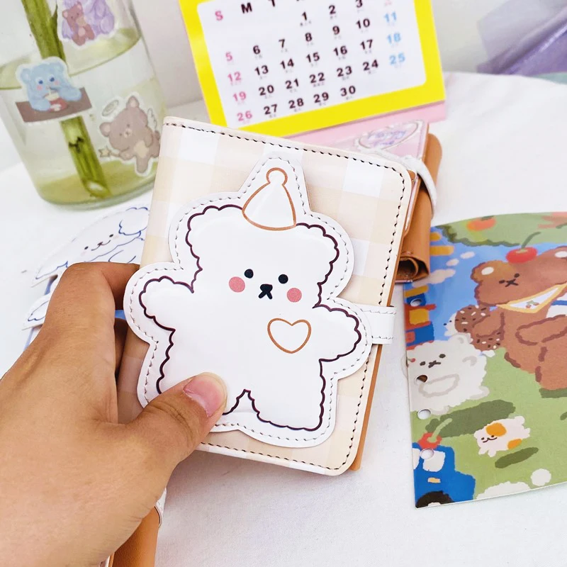 Cartoon Pu Purse Wallet Lovely Little Bear Coin Wallet Simple And Portable Three Fold Student Mini Card Bag Birthday Gift 4