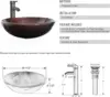 24" Bathroom Vanity Sink Combo Wall Mounted Natural Cabinet Vanity Set Brown Round Tempered Glass Vessel Sink Top, W/ORB Faucet 5