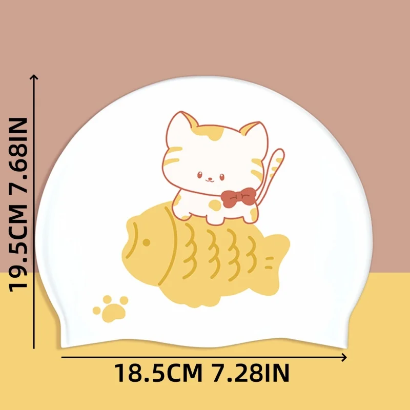 1Pcs New cartoon cute and fashionable children's swimming cap, high elasticity silicone ear protection, waterproof and soft 5