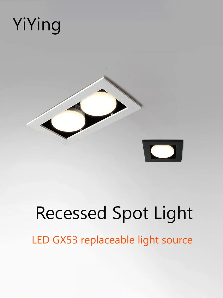 YiYing Led Spot Lights Recessed Square GX53 Bulb Replaceable Lights Source Downlight 7W 110V 220V  Ceiling Lamp For Home Kitchen