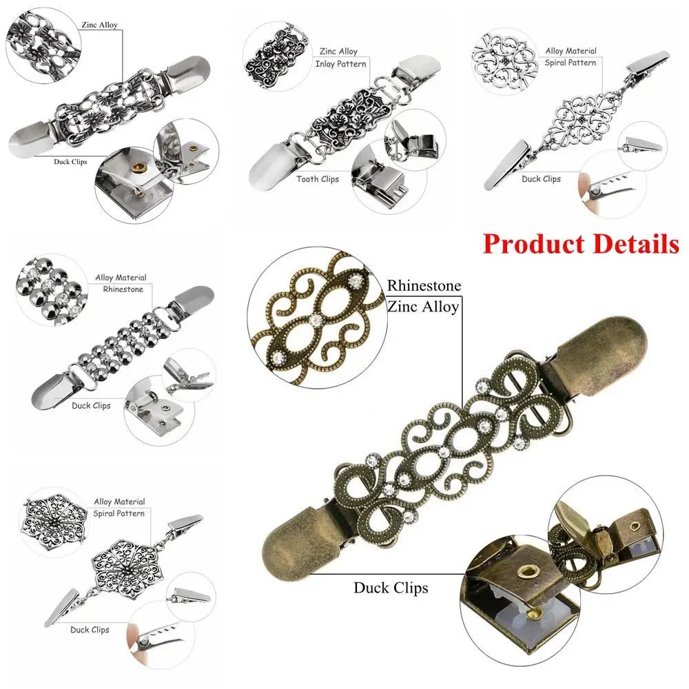 Vintage Sweater Clip Cardigan Connection Buckle Collar Clip Fashion Winter Sweater Blouse Pin Shirt Collar Charm Gift