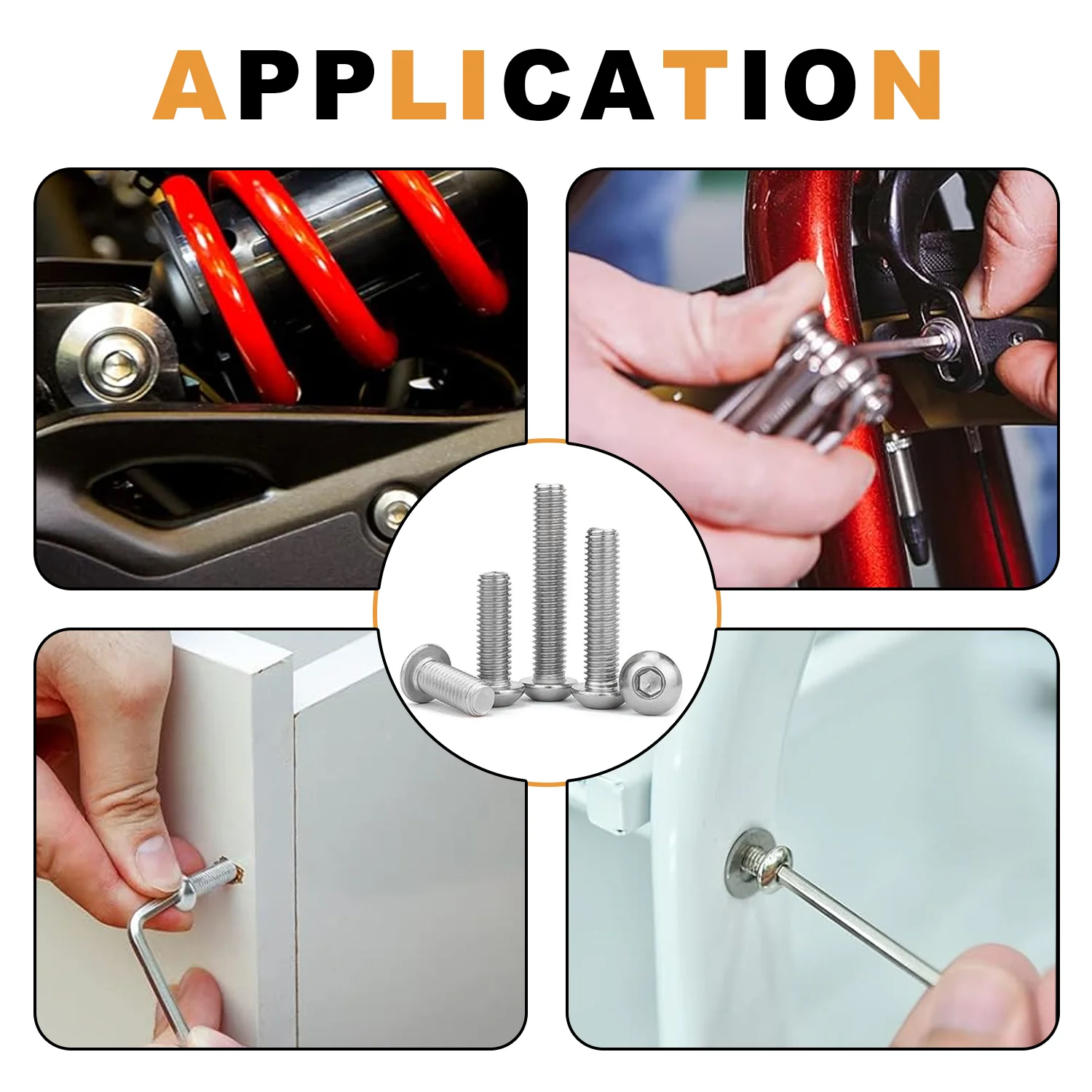 M3 Hex Head Screws, Screw Bolt Nut Set, Stainless Steel Screws, 240Pcs, M3x4/6/8/10/12/14/16mm, Button Head, Internal Hexagon, Washer Nut Set