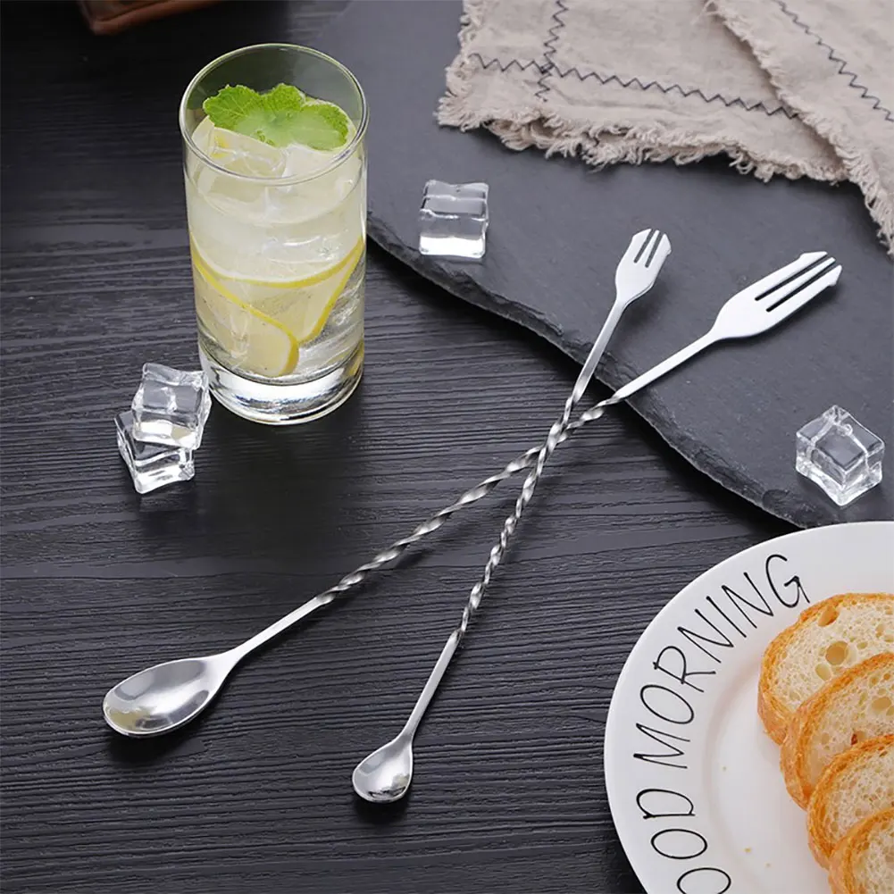 Creative Long Spiral Handle Cocktail Spoon Stainless Steel Whisky Wine Mixing Spoon Shaker Muddler Stirrer Bar Accessories cocktail stirrers