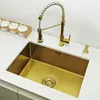 Gold Kitchen Sink 304 Stainless Steel sinks Above Counter or Undermount Installation Single Basin Bar Sink Golden Washing Basin 1