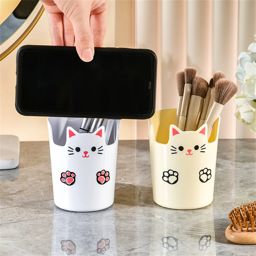 A desktop pen holder with cartoon high aesthetic value, multifunctional and large capacity desktop organizing makeup brush 5
