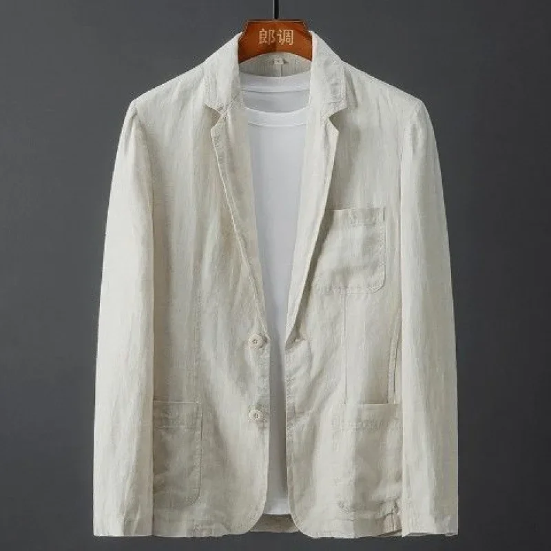 Mens Blazer Spring Summer Cotton Linen