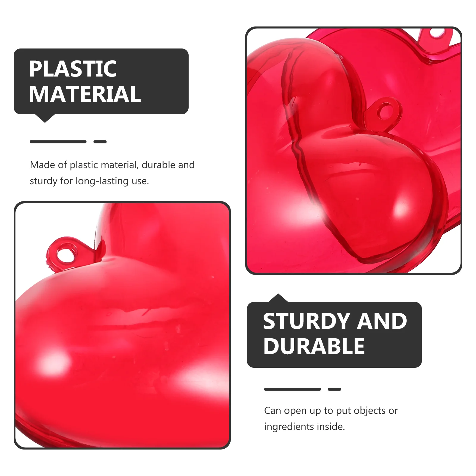 10 Pcs Heart Shaped Fillable Boxes Wedding Hanging naments Plastic Gift Boxes Christmas Decor Wind Chimes Home Decor Red 5
