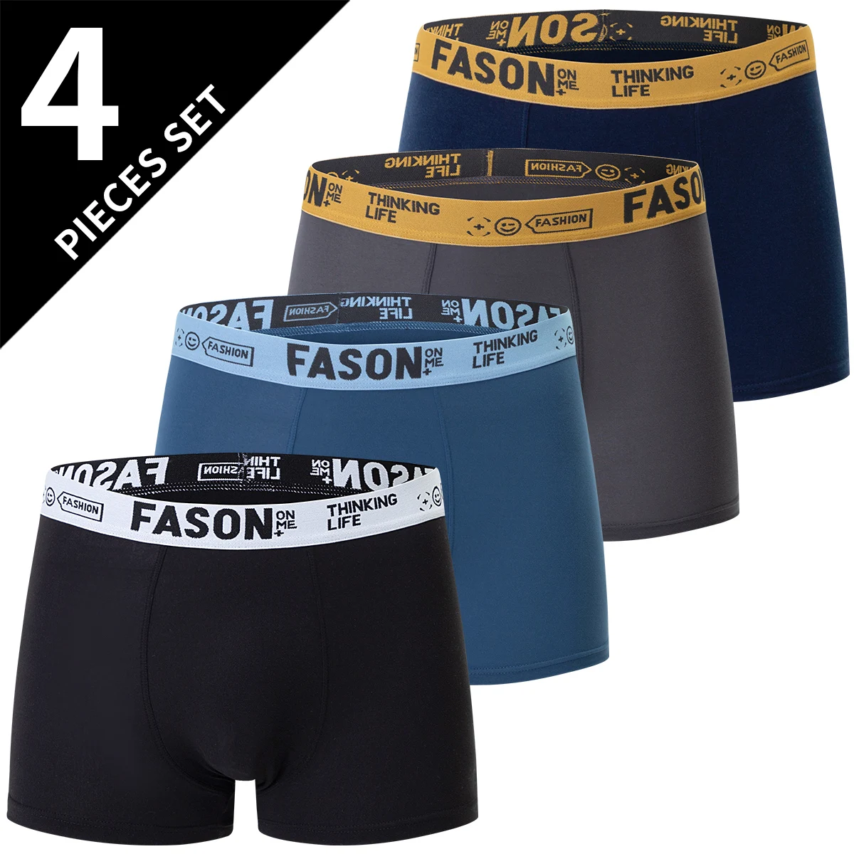4/10 Pack Men's And Teenagers' Simple And Fashionable Boyshort Casual Joker Elastic Waist Shorts Multi-size Mixed Color Underwea 4