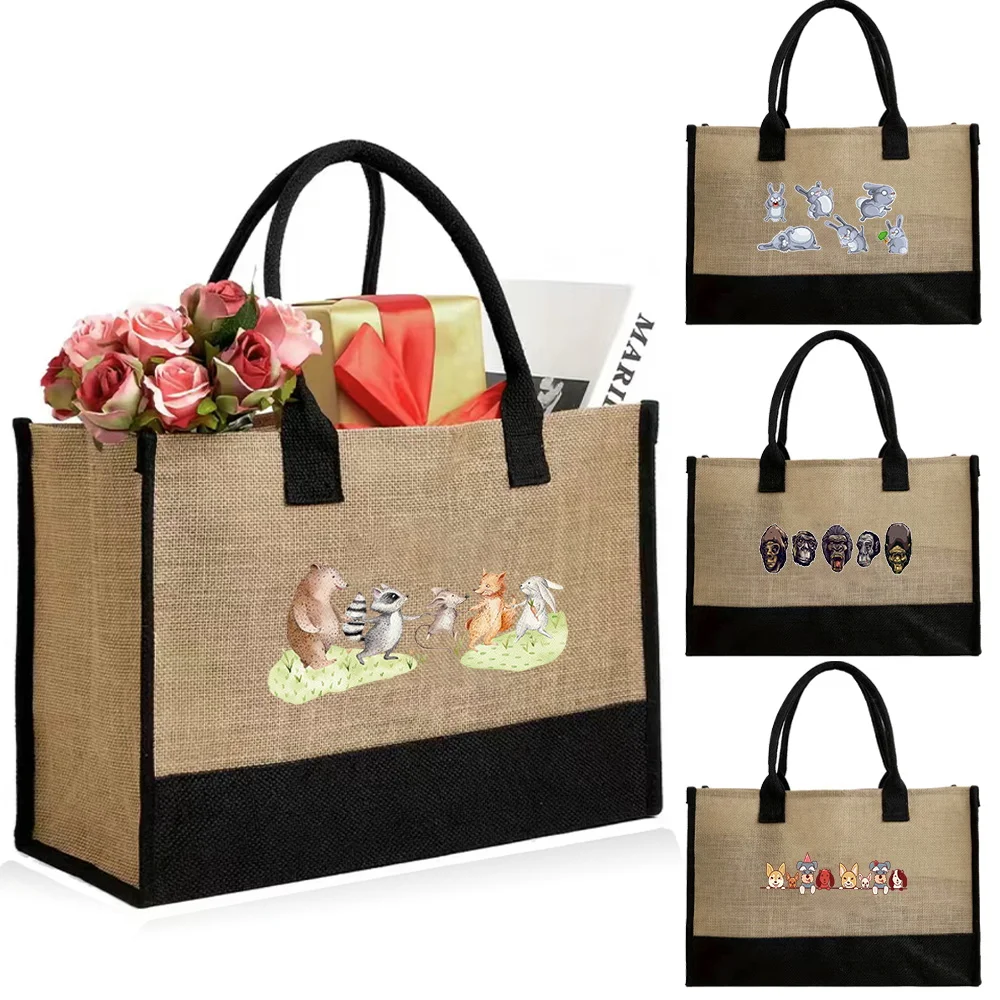 

Lady Tote Bag Waterpoof Jute Bag Printing Cartoon Series Shopper Bag High Quality Canvas Shoulder Bags for Personalize Handbag