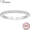 Trumium 2mm Real s925 Sterling Silver Wedding Band Cubic Zirconia Full Eternity Stackable Engagement Rings for Women Girls Gifts 1