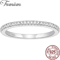 Trumium 2mm Real s925 Sterling Silver Wedding Band Cubic Zirconia Full Eternity Stackable Engagement Rings for Women Girls Gifts 1