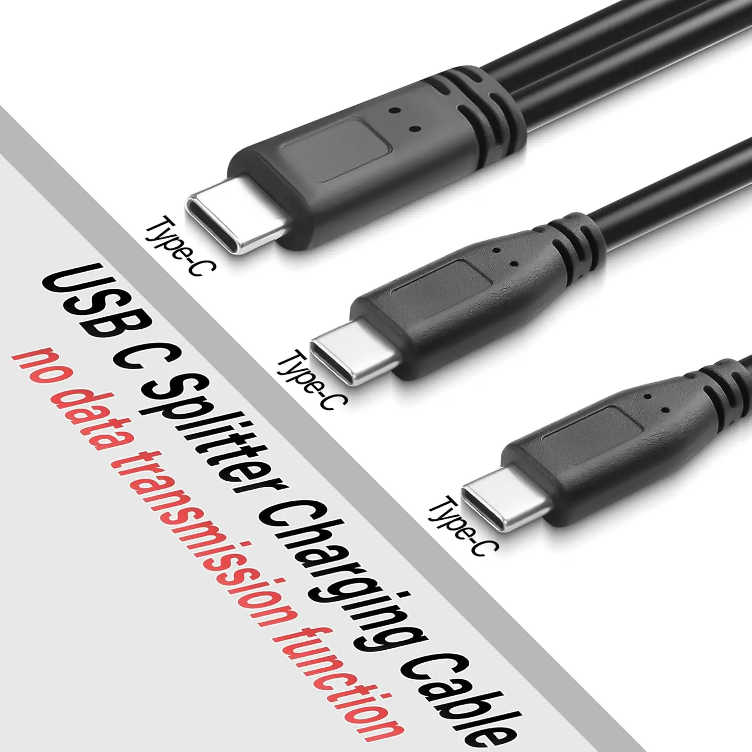 0.3M USB-C Y 스플리터 1입력 2출력 충전 케이블 듀얼 타입-C 3A 5V 충전 코드 휴대폰 태블릿 헤드셋 파워뱅크용